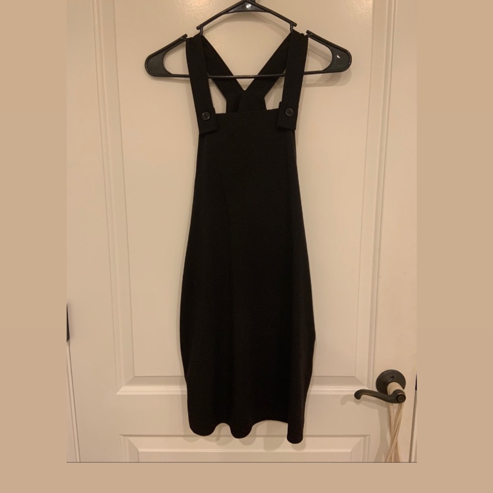 Boohoo Black Pinafore Dress